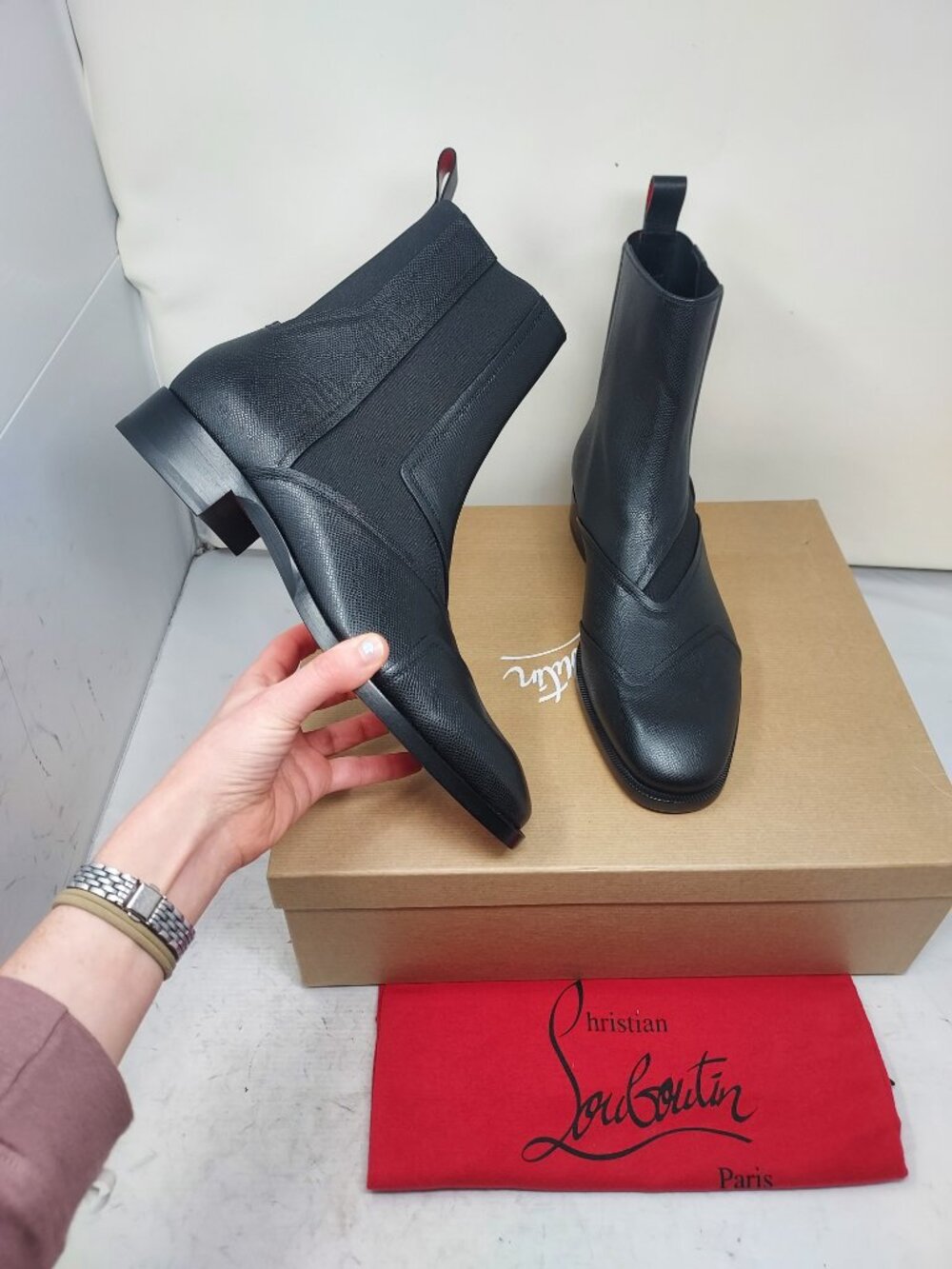 Christian Louboutin Black Boabi Leather Chelsea Boot